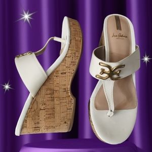 🌺(Sam Edelman) 3.5 inch cork wedge sandals with gold details